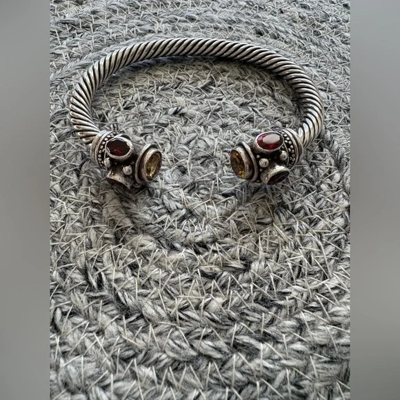 Garnet and Citrine Sterling Silver Cuff Bracelet - Picture 3 of 9